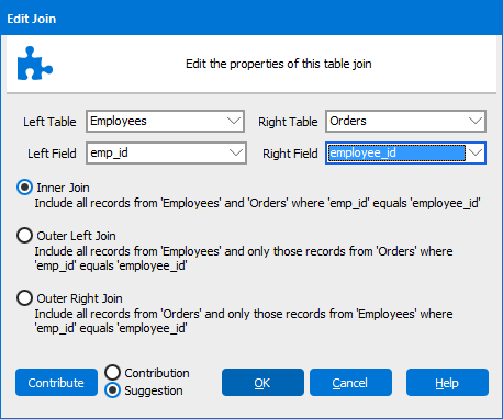 The Edit Join dialog box where table joins can be added to the Data Dictionary from Argos.